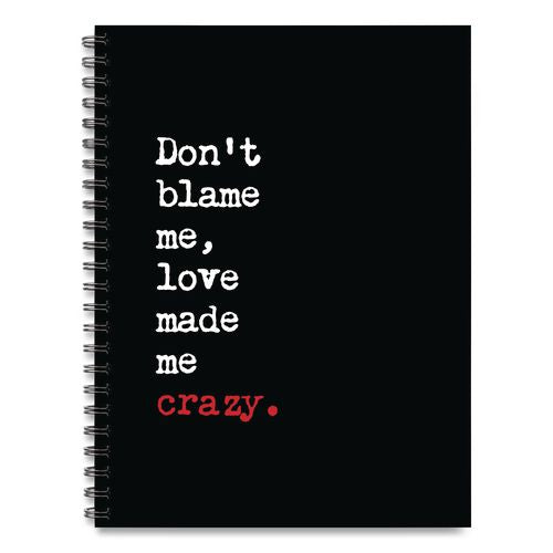 Love Made Me Crazy Undated Journal, Medium/college Rule, Black/white/red Cover, (80) 8 X 6 Sheets