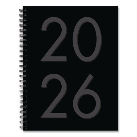 Black Weekly/monthly Planner, 8.5 X 6.5, Black Cover, 12-month (jan To Dec): 2026