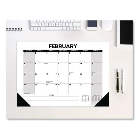Basic Small Monthly Desk Pad Calendar, 17 X 12, White/gray/black Sheets, Black Headband/corners, 12-month (jan To Dec) 2026