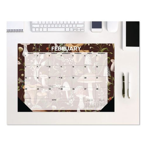 Woodland Mushroom Small Monthly Desk Pad Calendar, 17 X 12, White Sheets, Black Headband/corners, 12-month (jan To Dec): 2026