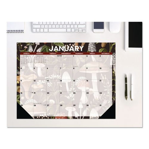 Mushrooms Large Monthly Desk Pad Calendar, 22 X 17, Multicolor Sheets, Black Headband/corners, 12-month (jan To Dec) 2026