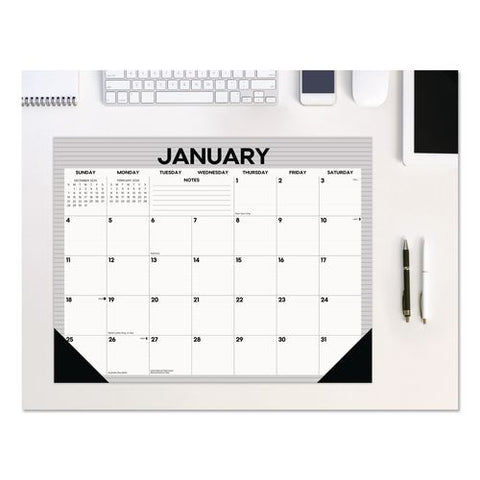 Perfect Pinstripe Large Monthly Desk Pad Calendar, 22x17, White/gray Sheets, Black Headband/corners, 12-month (jan-dec) 2026