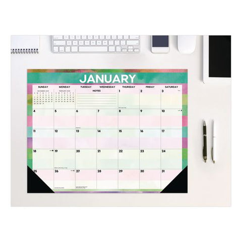 Watercolor Stripes Large Monthly Desk Pad Calendar, 22x17, Multicolor Sheets, Black Headband/corners, 12-month (jan-dec) 2026