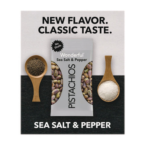 No Shells Sea Salt And Pepper Pistachios, 2.25 Oz Pack, 8/box