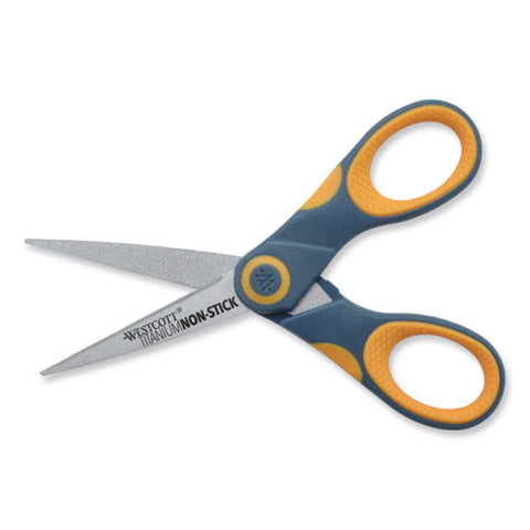 Non-stick Titanium Bonded Scissors, 5" Long, Straight Gray/orange Handle