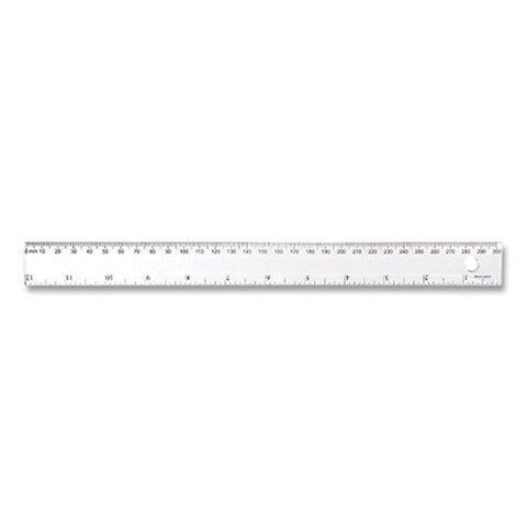 Transparent Shatter-resistant Plastic Ruler, Standard/metric, 12" Long, Clear