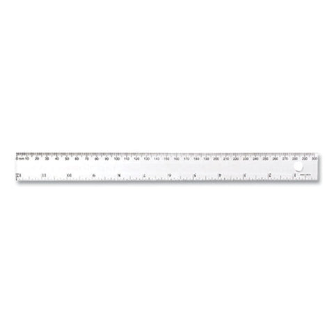 Transparent Shatter-resistant Plastic Ruler, Standard/metric, 12" Long, Clear