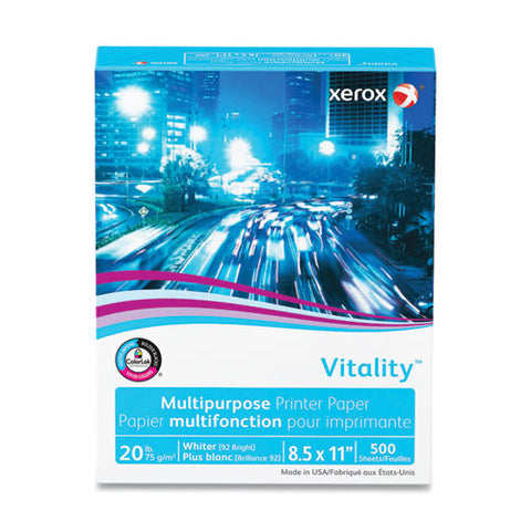 Vitality Multipurpose Print Paper, 92 Bright, 20 Lb Bond Weight, 8.5 X 11, White, 500 Sheets/ream