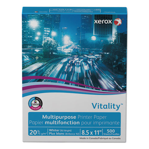 Vitality Multipurpose Print Paper, 92 Bright, 20 Lb Bond Weight, 8.5 X 11, White, 500/ream