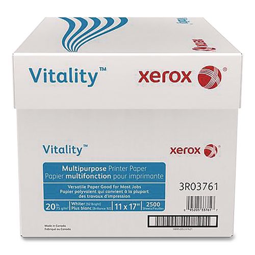 Vitality Multipurpose Printer Paper, 92 Bright, 20 Lb Bond Weight, 11 X 17, White, 500 Sheets/reams, 5 Reams/carton