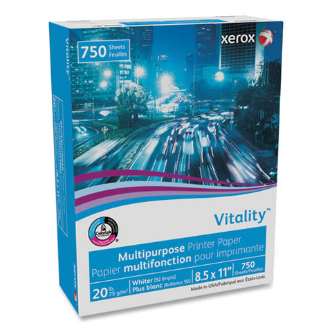 Vitality Multipurpose Print Paper, 92 Bright, 20 Lb Bond Weight, 8.5 X 11, White, 750 Sheets/ream