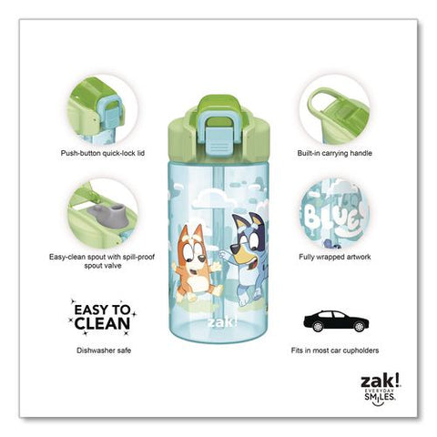 Jubilee Plastic Water Bottle, Bluey, 16 Oz, Blue/green