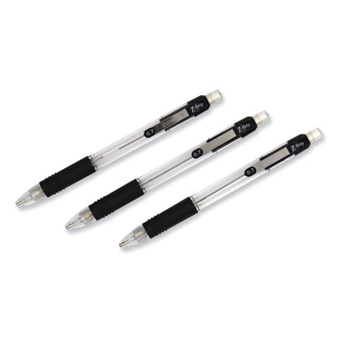 Z-grip Mechanical Pencil, 0.7 Mm, Hb (#2), Black Lead, Clear/black Barrel, 24/pack