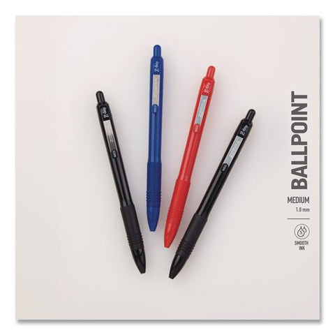 Z-grip Ballpoint Pen With Recycled Material, Retractable, Medium 1 Mm, Assorted Ink And Barrel Colors, 24/pack