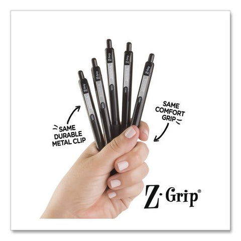 Z-grip Ballpoint Pen, Retractable, Medium 1 Mm, Black Ink And Barrel, 48/pack