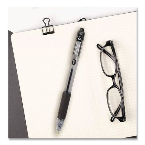 Z-grip Ballpoint Pen, Retractable, Medium 1 Mm, Black Ink And Barrel, 48/pack