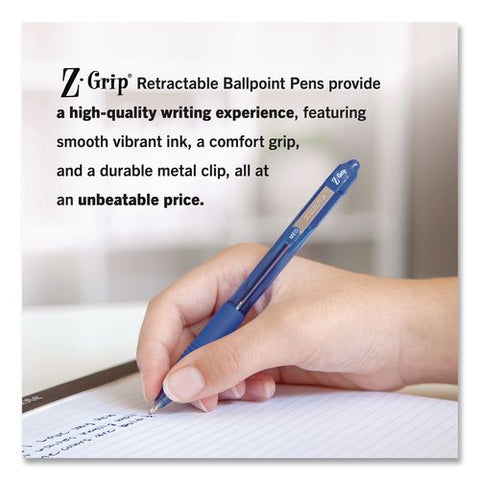 Z-grip Ballpoint Pen, Retractable, Medium 1 Mm, Blue Ink And Barrel, 48/pack