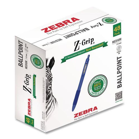 Z-grip Ballpoint Pen, Retractable, Medium 1 Mm, Blue Ink And Barrel, 48/pack