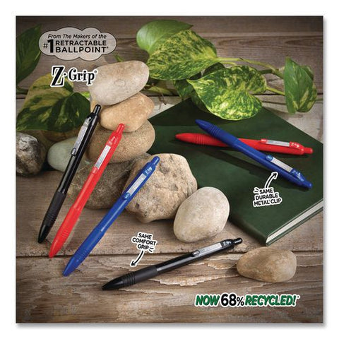 Z-grip Recycled Retractable Ballpoint Pen, Medium 0.7 Mm, Blue Ink, Blue Barrel, Dozen
