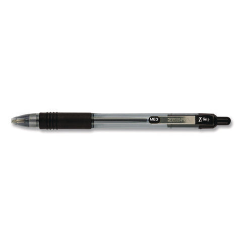 Z-grip Ballpoint Pen, Retractable, Medium, 1 Mm, Black Ink, Clear/black Barrel, 96/pack