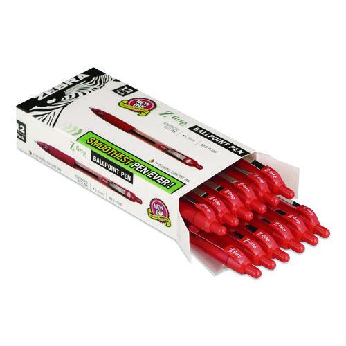 Z-grip Ballpoint Pen, Retractable, Medium 1 Mm, Red Ink, Red/clear Barrel, Dozen