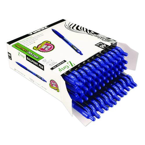 Z-grip Ballpoint Pen, Retractable, Medium 1 Mm, Blue Ink, Blue/clear Barrel, 48/pack