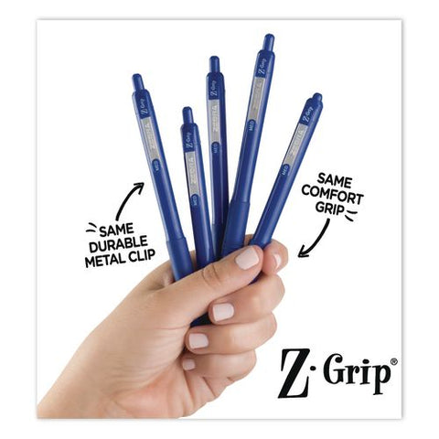 Z-grip Ballpoint Pen, Retractable, Medium 1 Mm, Blue Ink, Transparent Blue Barrel, 96/pack