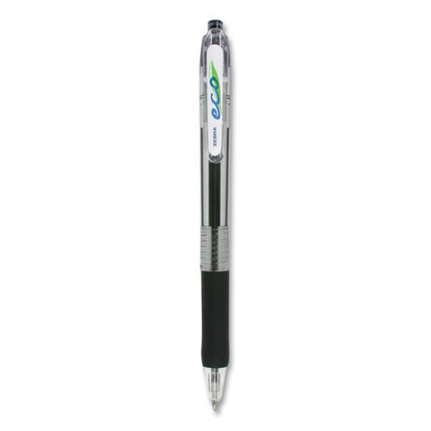 Eco Jimnie Clip Ballpoint Pen, Retractable, Medium 1 Mm, Blue Ink, Clear/black Barrel, 12/pack