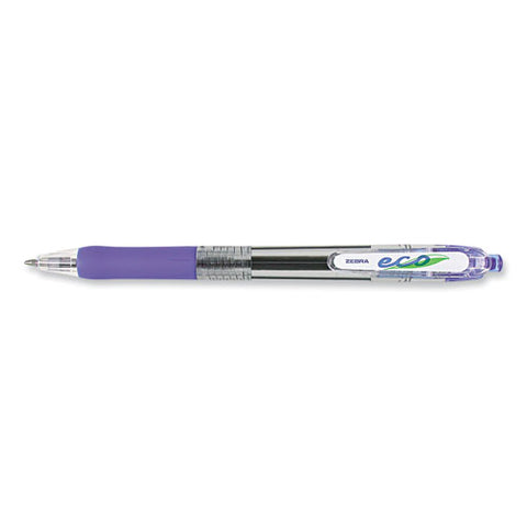 Eco Jimnie Clip Ballpoint Pen, Retractable, Medium 1 Mm, Blue Ink, Clear/blue Barrel, 12/pack