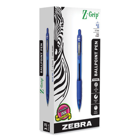 Z-grip Ballpoint Pen, Retractable, Medium 0.7 Mm, Blue Ink, Translucent Blue/blue Barrel, 12/pack