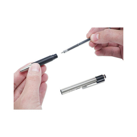 F-301 Ballpoint Pen, Retractable, Fine 0.7 Mm, Black Ink, Stainless Steel/black Barrel, 2/pack