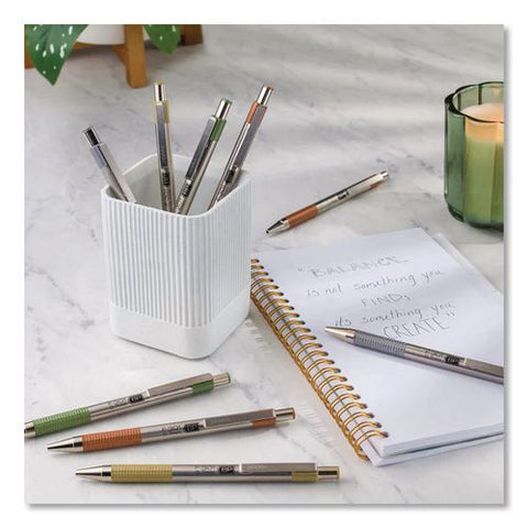 F-301 Signature Series Earthy Tones Ballpoint Pen, Retractable, Fine 0.7 Mm, Black Ink, Assorted Earthy Tones Barrel, 4/pack