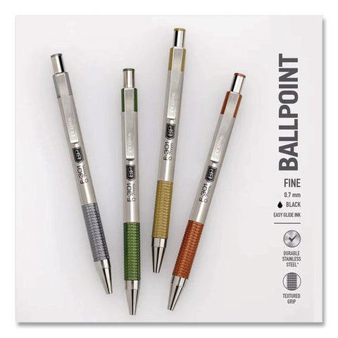 F-301 Signature Series Earthy Tones Ballpoint Pen, Retractable, Fine 0.7 Mm, Black Ink, Assorted Earthy Tones Barrel, 4/pack