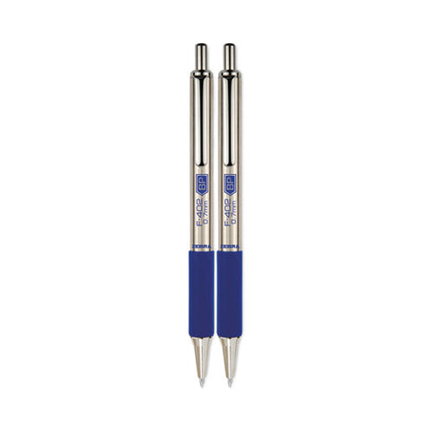 F-402 Ballpoint Pen, Retractable, Fine 0.7 Mm, Blue Ink, Stainless Steel/blue Barrel, 2/pack