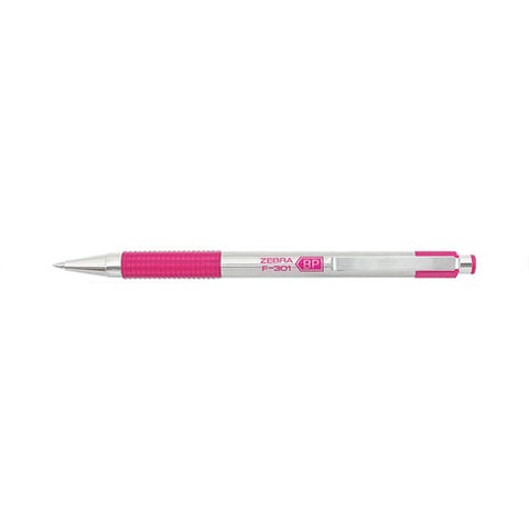 F-301 Ballpoint Pen, Breast Cancer Awareness, Retractable, Fine 0.7 Mm, Black Ink, Stainless Steel/pink Barrel