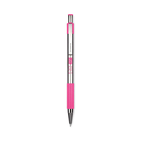 F-301 Ballpoint Pen, Breast Cancer Awareness, Retractable, Fine 0.7 Mm, Black Ink, Stainless Steel/pink Barrel