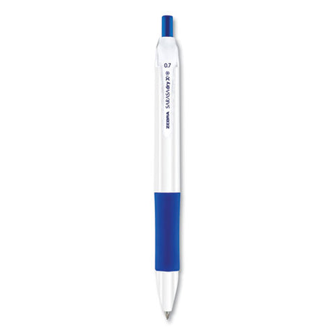 Sarasa Dry X1+ Retractable Gel Pen, Medium 0.7 Mm, Blue Ink, White/blue Barrel, 12/pack