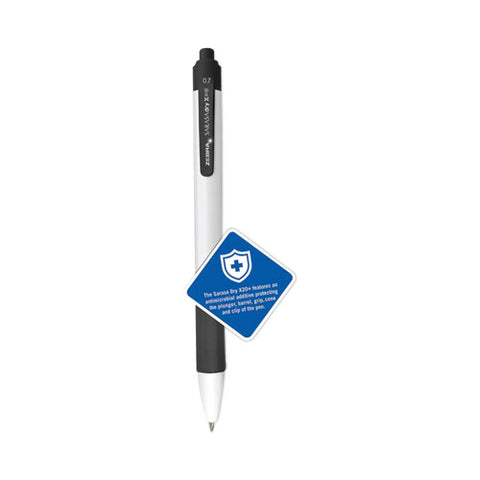 Sarasa Dry X20+ Gel Pen, Retractable, Fine 0.7 Mm, Black Ink, White/black Barrel, Dozen