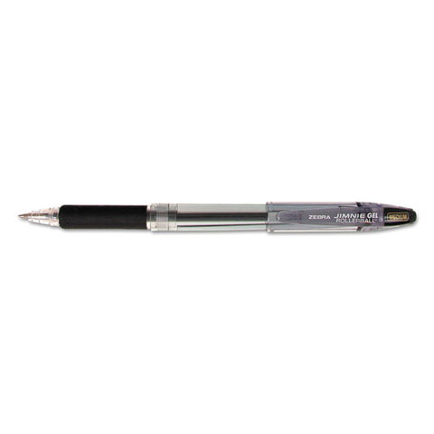 Jimnie Gel Pen, Stick, Medium 0.7 Mm, Black Ink, Clear/black Barrel, 12/pack