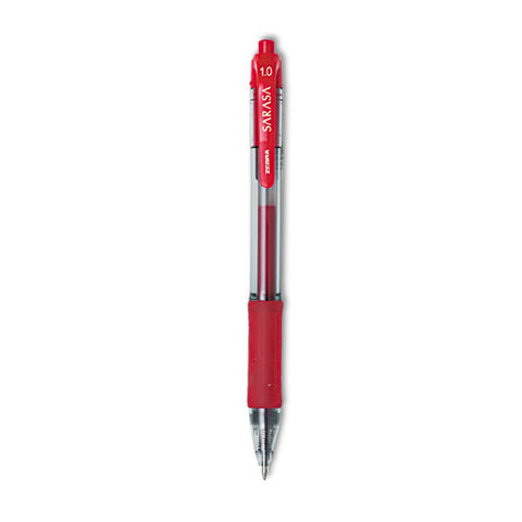 Sarasa Dry Gel X20 Gel Pen, Retractable, Bold 1 Mm, Red Ink, Clear/red Barrel, Dozen