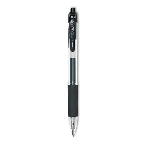 Sarasa Dry Gel X20 Gel Pen, Retractable, Fine 0.5 Mm, Black Ink, Clear/black Barrel, 12/pack