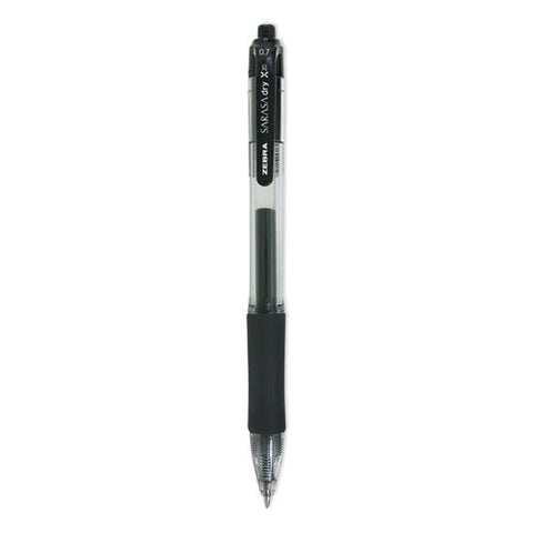 Sarasa Dry Gel X20 Gel Pen, Retractable, Medium 0.7 Mm, Black Ink, Clear/black Barrel, 12/pack