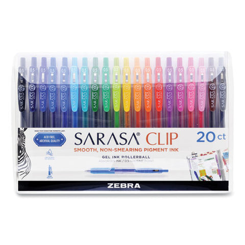 Sarasa Clip Gel Pen, Retractable, Fine 0.5 Mm, Assorted Ink And Barrel Colors, 20/pack