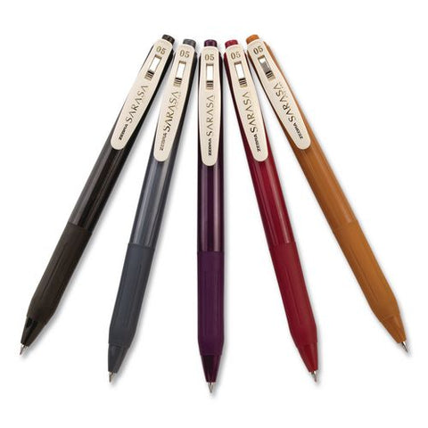 Sarasa Clip Gel Pen, Retractable, Fine 0.5 Mm, Assorted Vintage Light Ink And Barrel Colors, 5/pack
