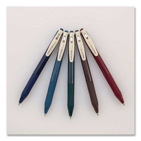 Sarasa Clip Gel Pen, Retractable, Fine 0.5 Mm, Assorted Vintage Light And Dark Ink And Barrel Colors, 10/pack