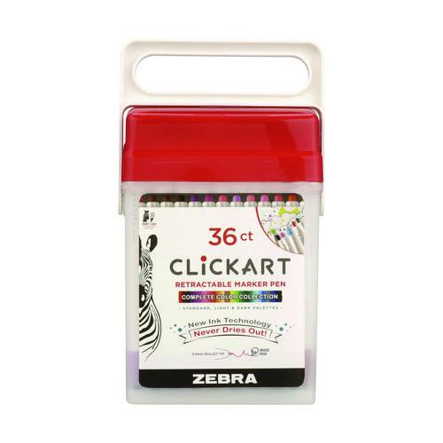 Clickart Porous Point Pen, Retractable, Fine 0.6 Mm, Assorted Ink Colors, White Barrel, 36/pack