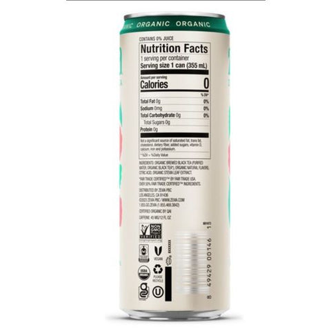 Zero Sugar Naturally Sweetened Black Tea, Raspberry, 12 Oz Can, 12/carton