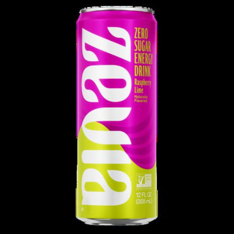 Zero Sugar Naturally Sweetened Energy Drink, Raspberry Lime, 12 Oz Can, 12/carton