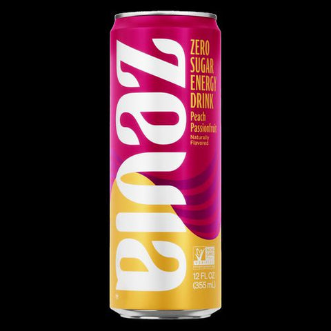 Zero Sugar Naturally Sweetened Energy Drink, Peach Passionfruit, 12 Oz Can, 12/carton